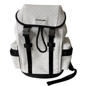 Michael Kors Cooper Logo Backpack White Classic Preppy Travel Elegant Canvas